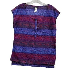 Patagonia Women's Sleeveless Top Colorful Print V Neck Cotton Blouse Shirt 10
